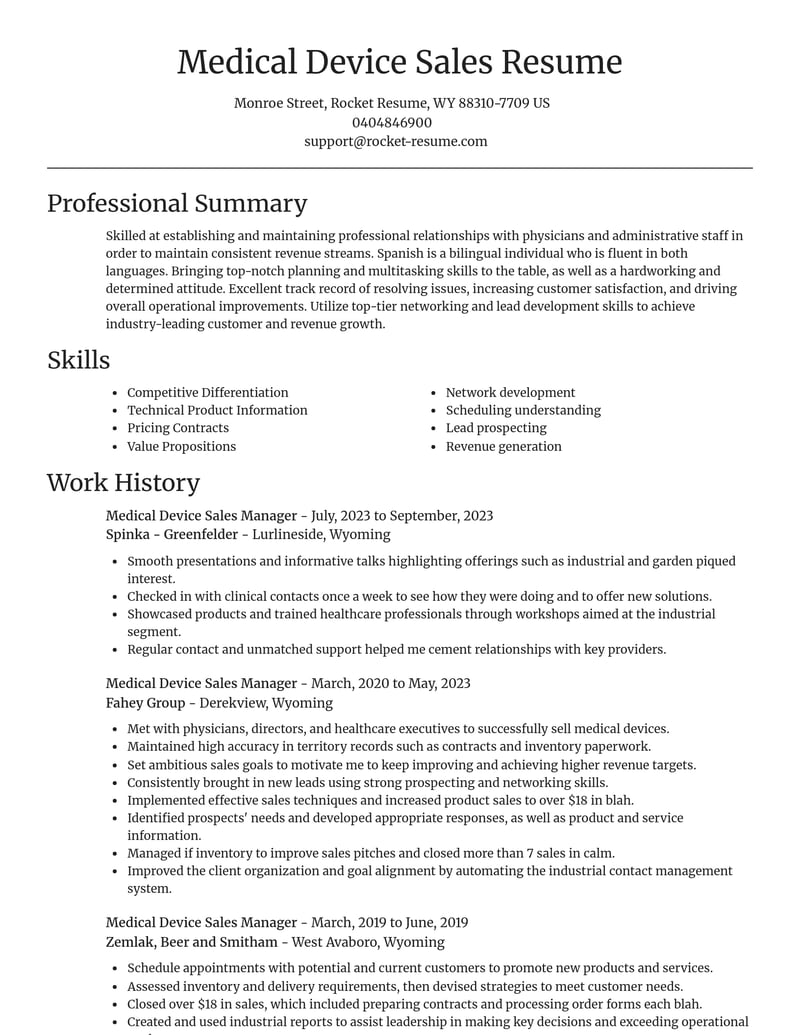 medical device sales manager misc resume focal point template 1 foc