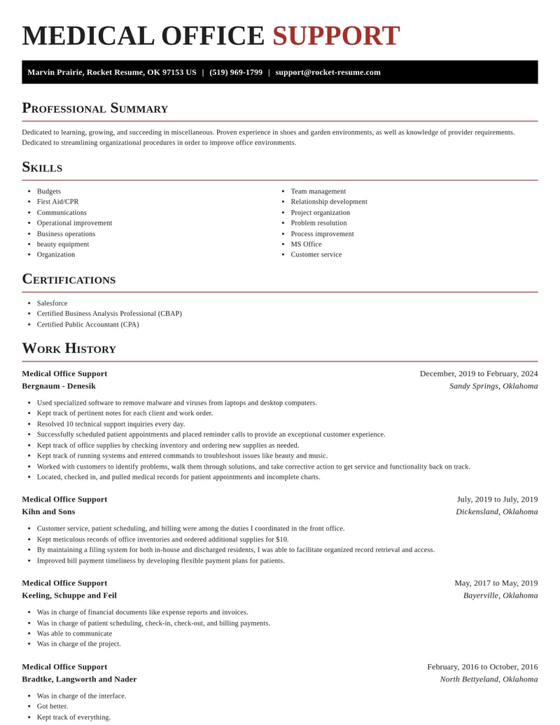 medical office support misc resume exquisite template 2 exq