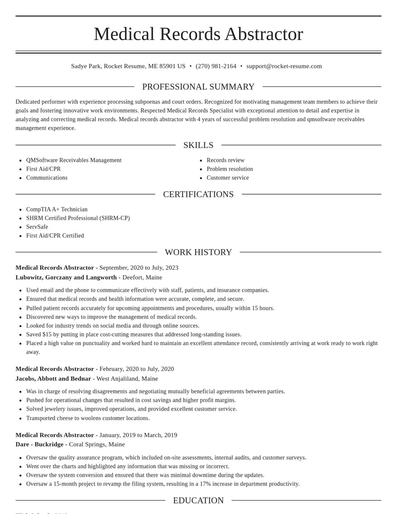 medical records abstractor misc resume elegant template 2 ele