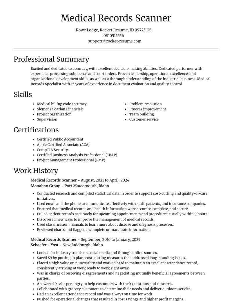 medical records scanner misc resume focal point template 0 foc