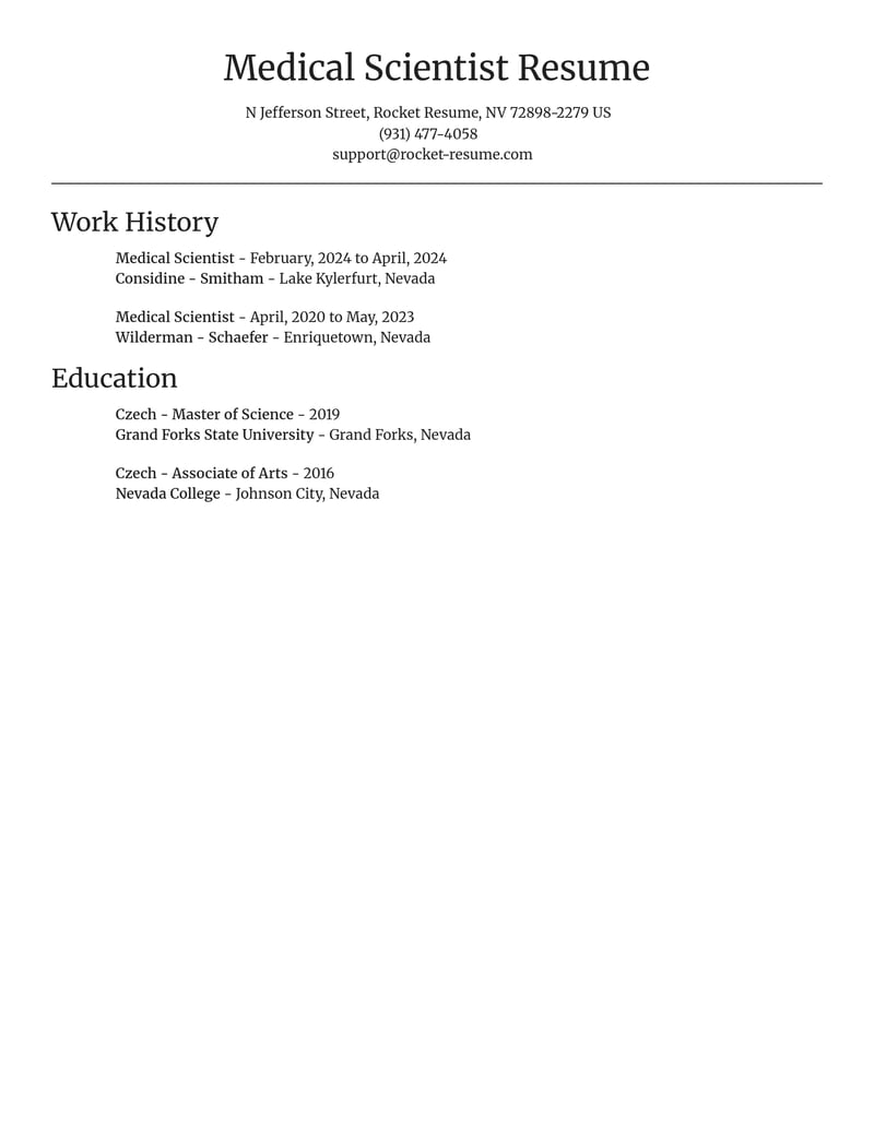 medical scientist misc resume focal point template 2 foc
