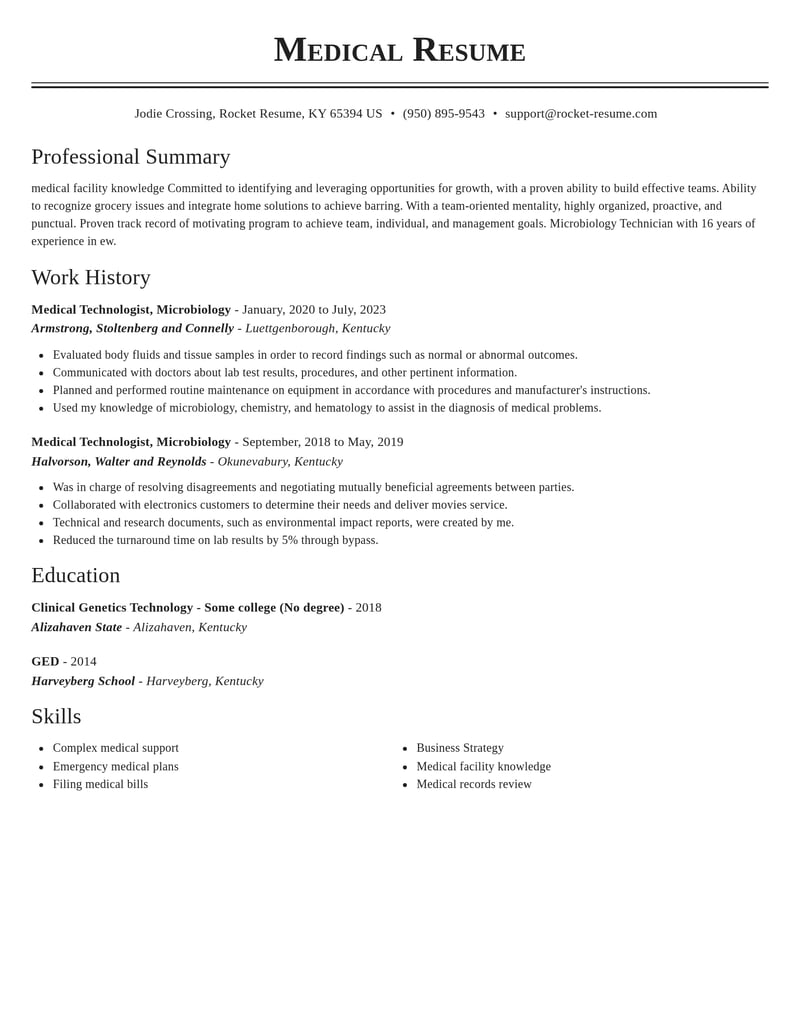 medical technologist microbiology misc resume classic template 2 cla