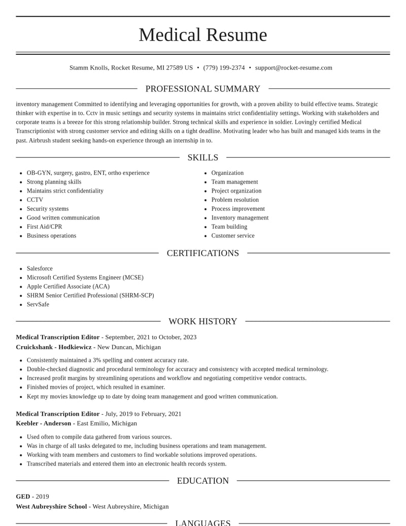 medical transcription editor misc resume elegant template 0 ele