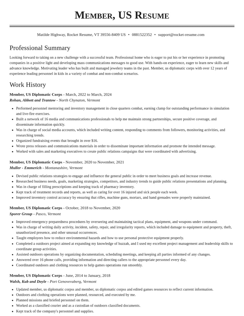 member us diplomatic corps misc resume classic template 0 cla