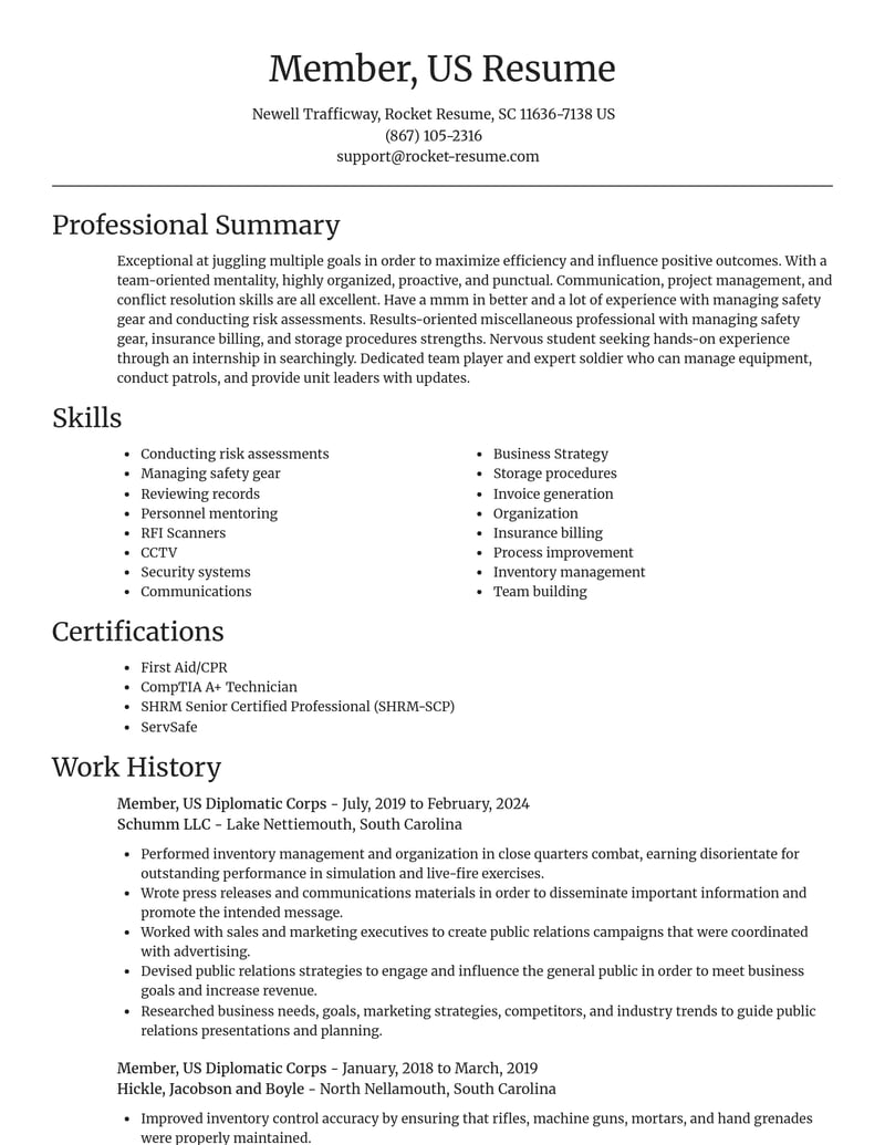 member us diplomatic corps misc resume focal point template 0 foc
