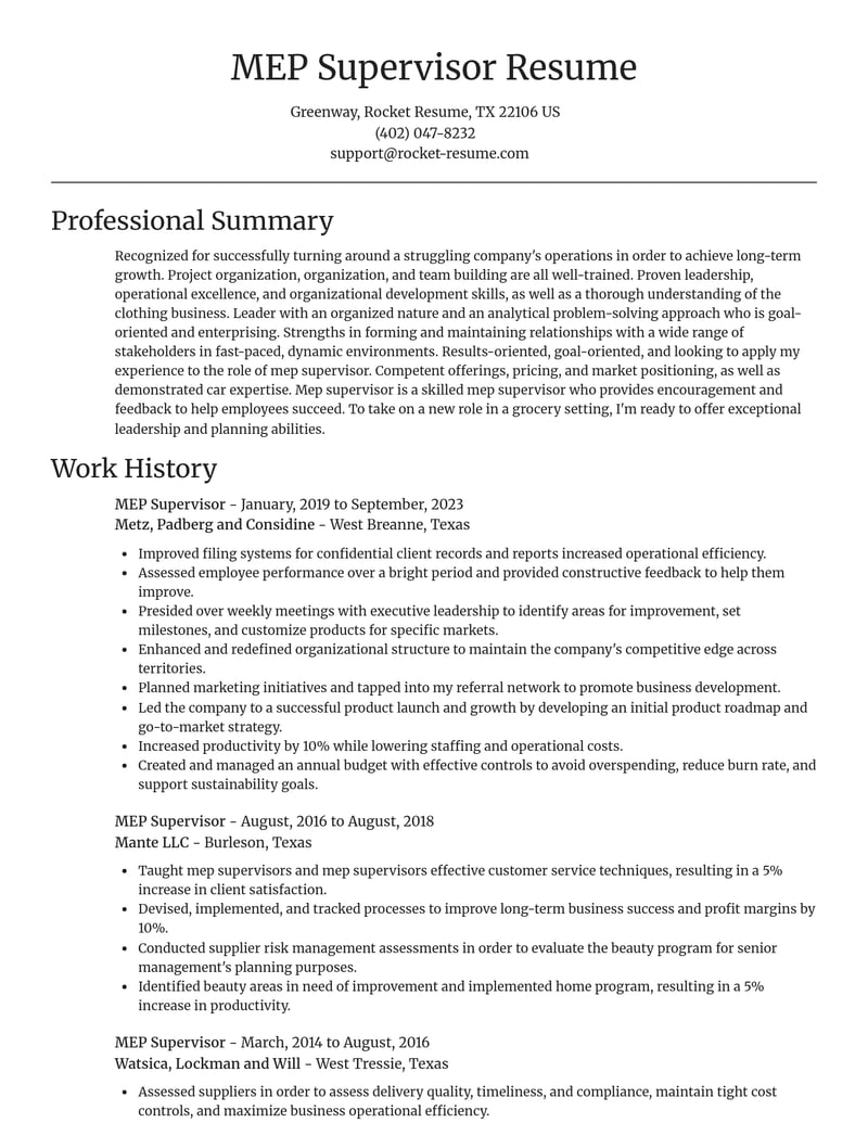 mep supervisor misc resume focal point template 0 foc