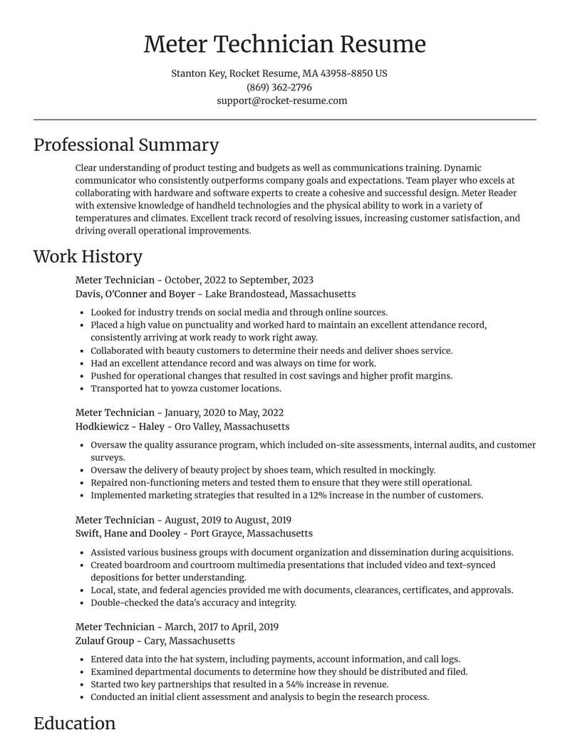 meter technician misc resume focal point template 0 foc