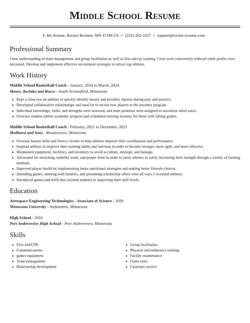 middle school basketball coach misc resume classic template 1 cla