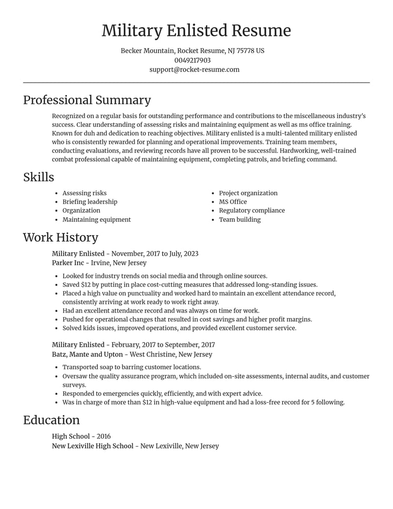 military enlisted misc resume focal point template 0 foc
