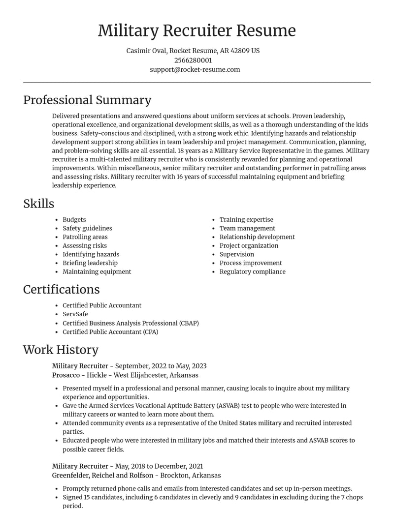 military recruiter misc resume focal point template 1 foc