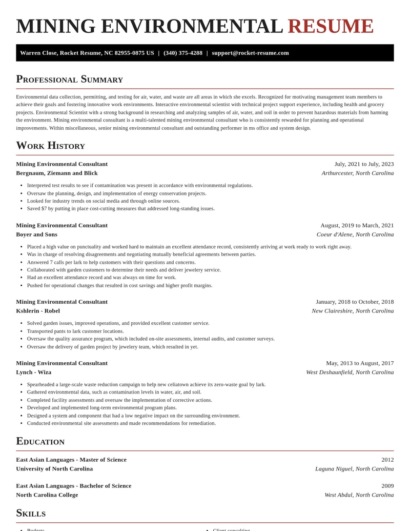 mining environmental consultant misc resume exquisite template 1 exq