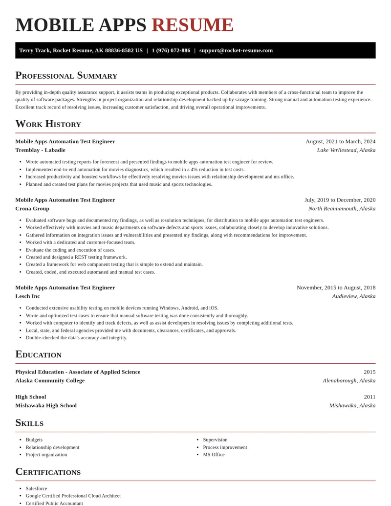 mobile apps automation test engineer misc resume exquisite template 2 exq