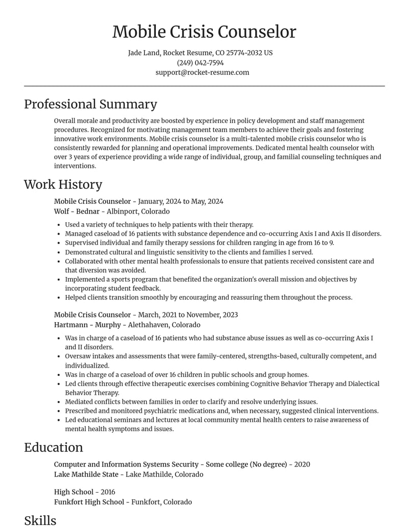 mobile crisis counselor misc resume focal point template 0 foc