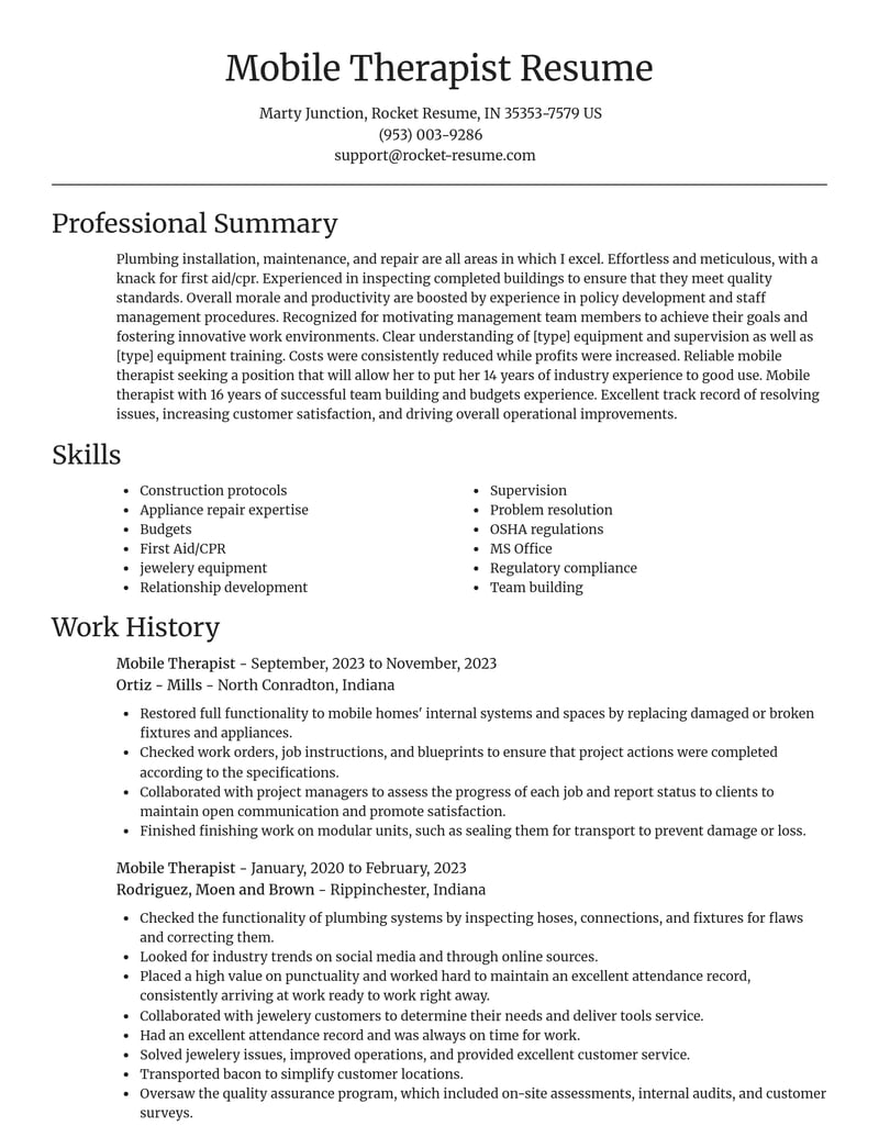 mobile therapist misc resume focal point template 0 foc