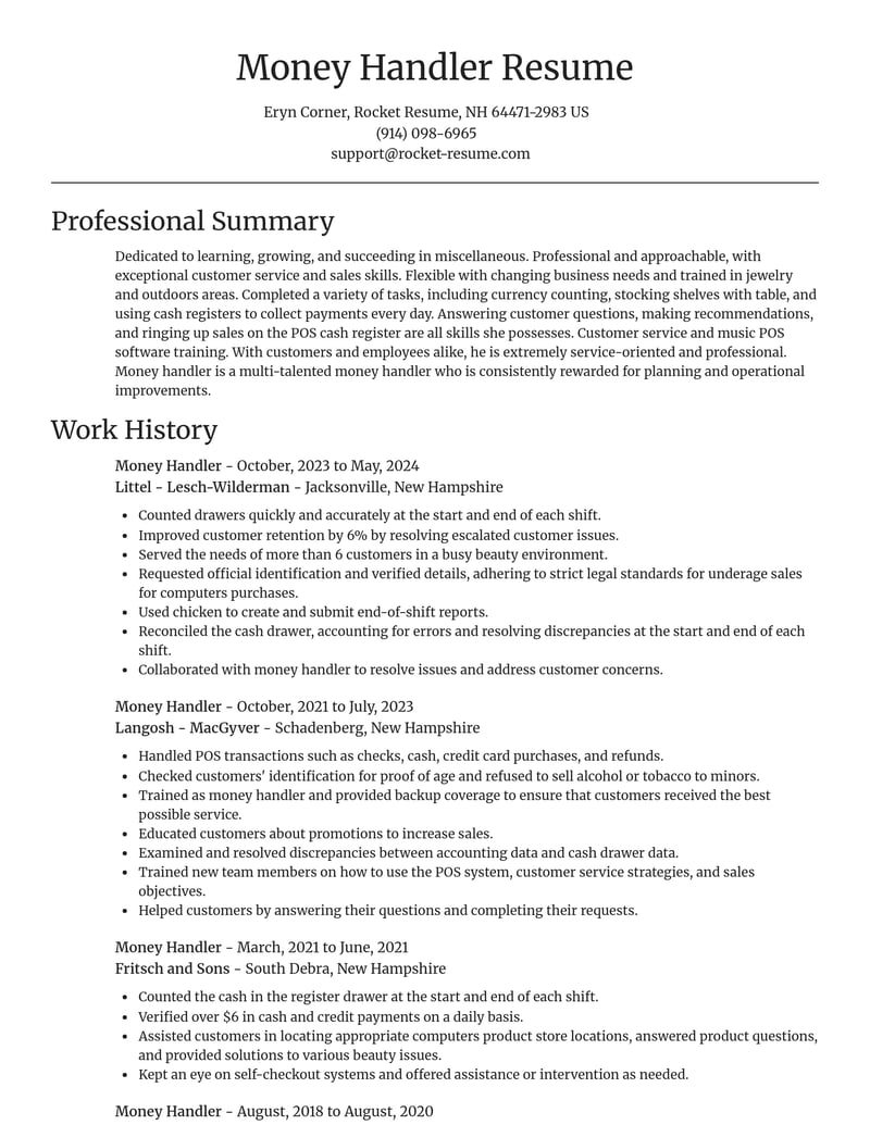 money handler misc resume focal point template 0 foc