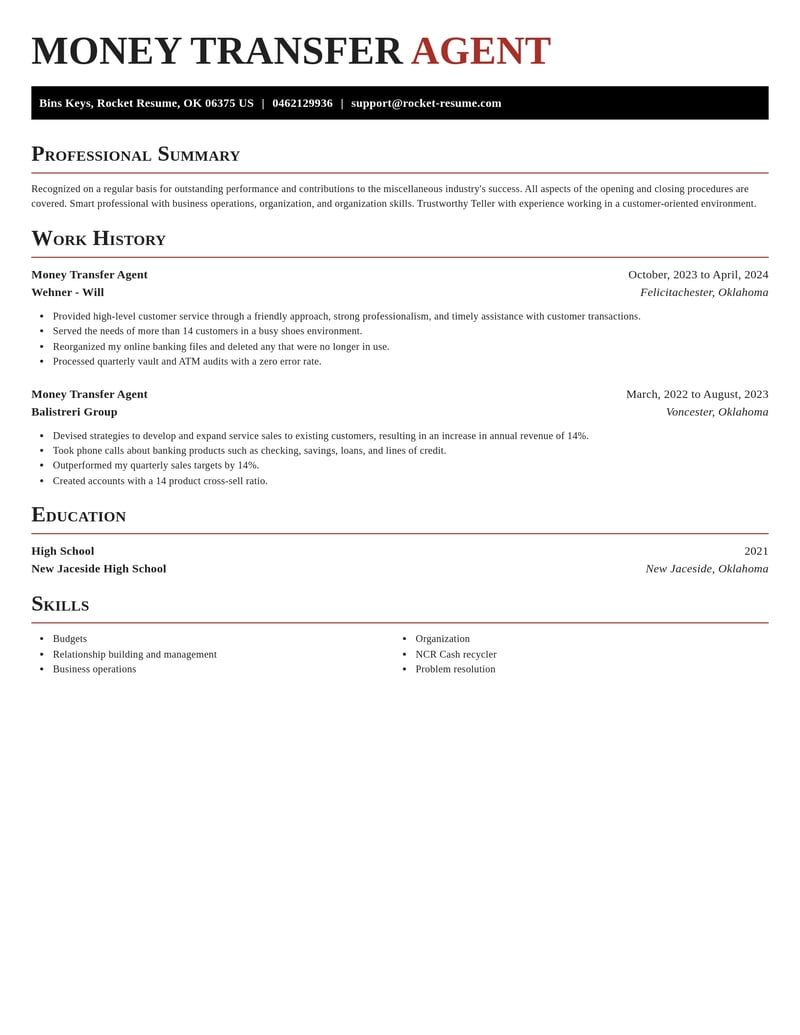 money transfer agent misc resume exquisite template 2 exq