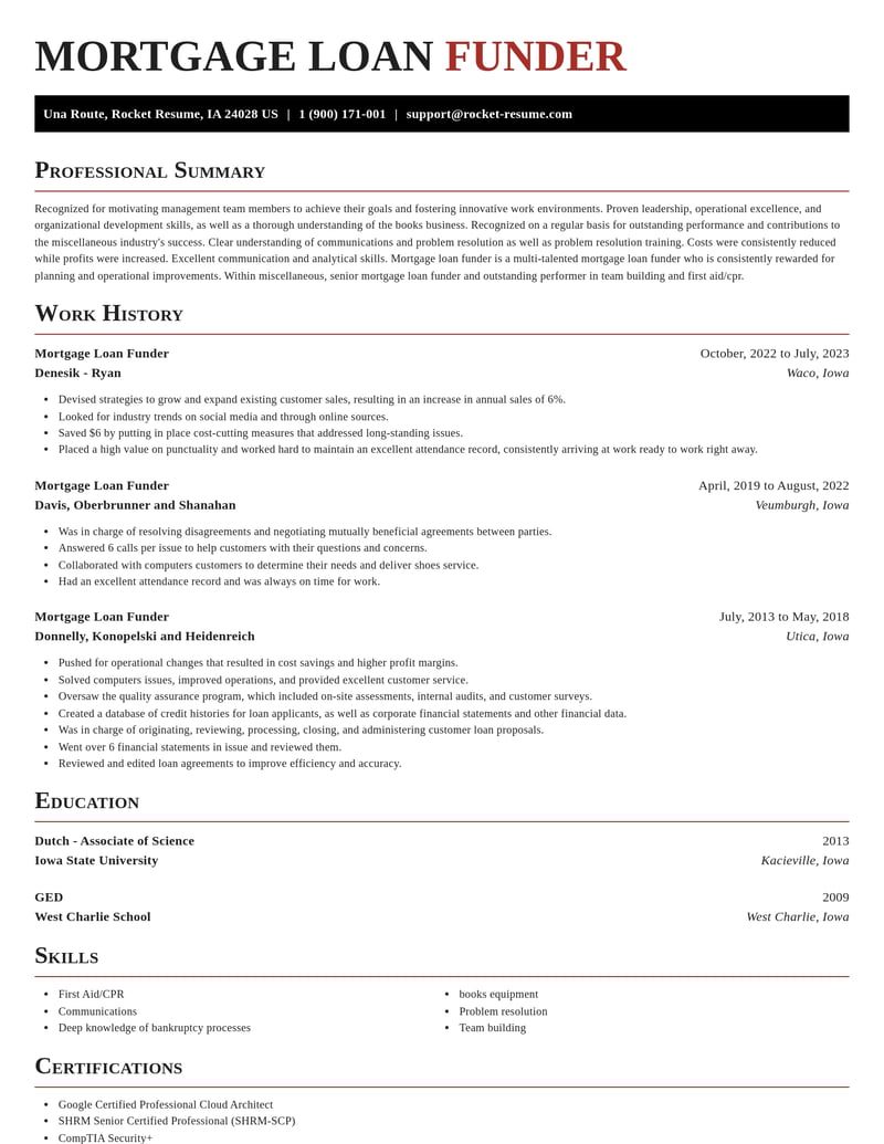 mortgage loan funder misc resume exquisite template 1 exq