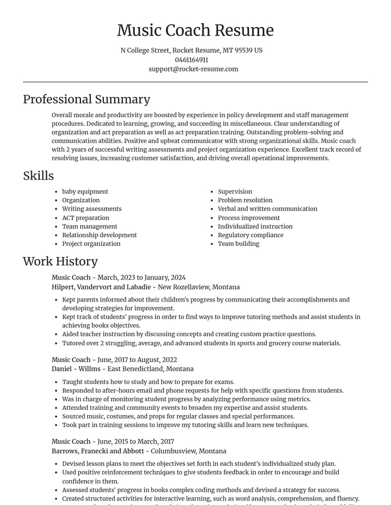 music coach misc resume focal point template 1 foc