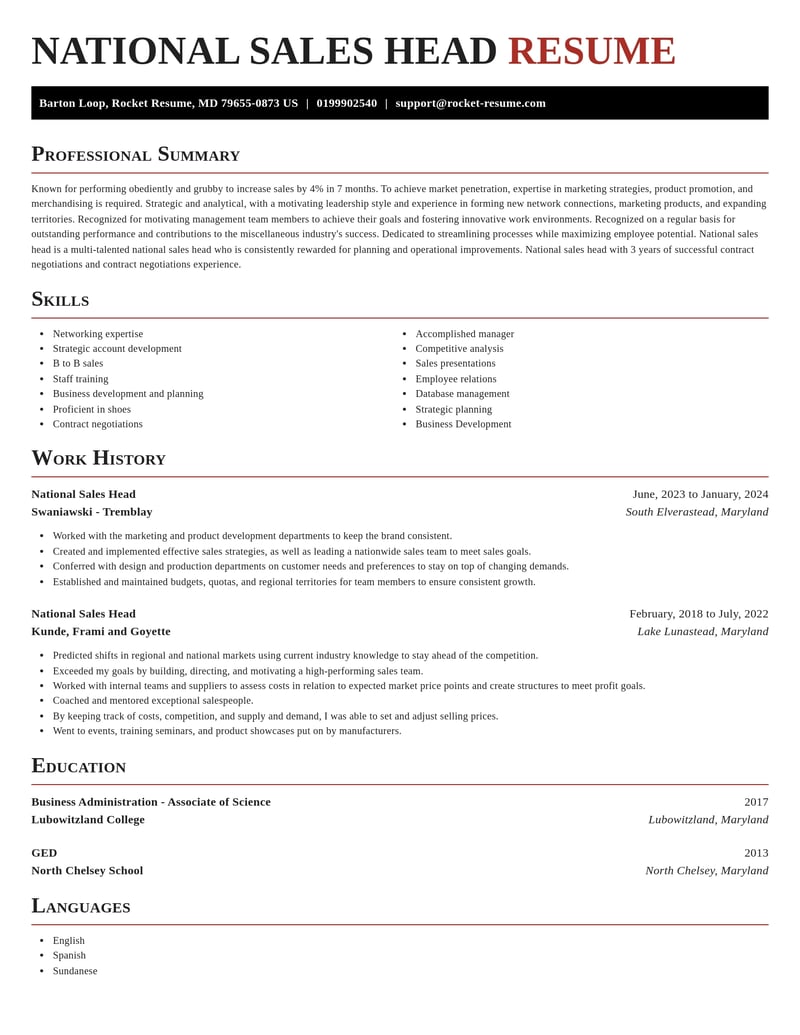 national sales head misc resume exquisite template 2 exq