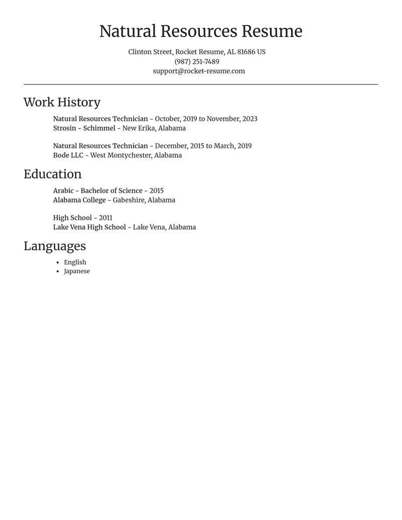 natural resources technician misc resume focal point template 1 foc