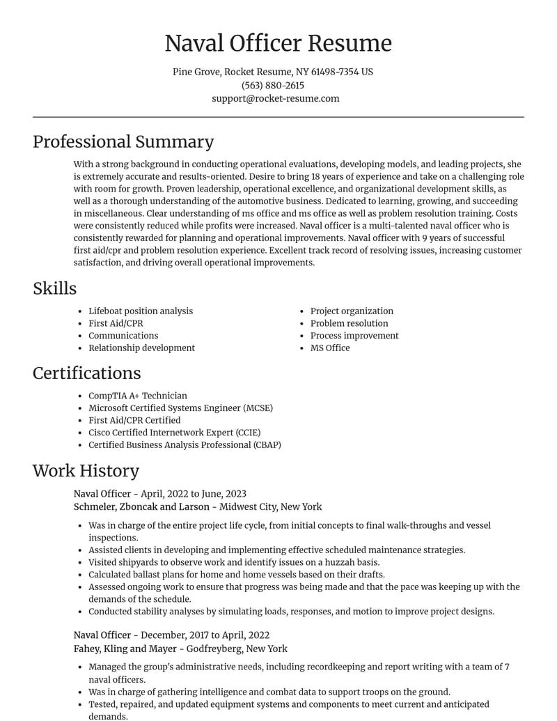 naval officer misc resume focal point template 2 foc