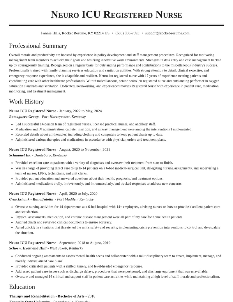 neuro icu registered nurse misc resume classic template 0 cla