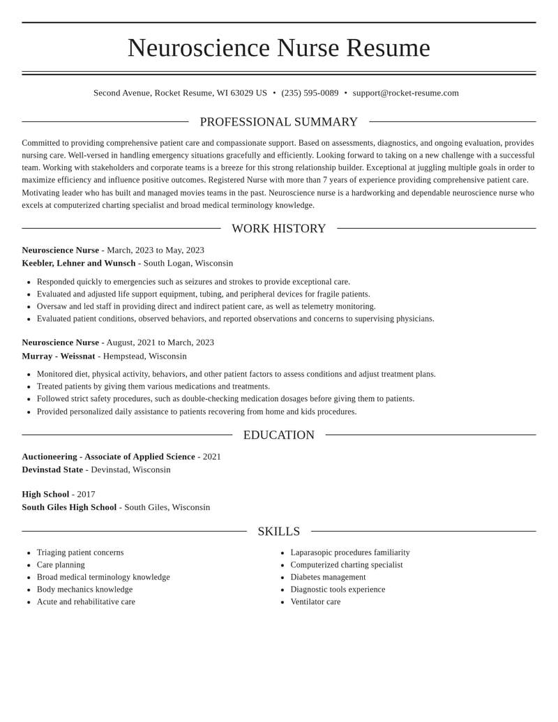 neuroscience nurse misc resume elegant template 0 ele