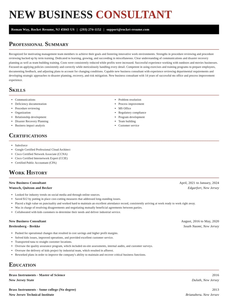 new business consultant misc resume exquisite template 2 exq
