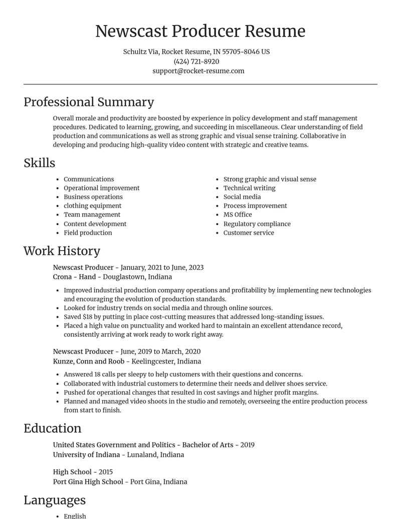 newscast producer misc resume focal point template 1 foc