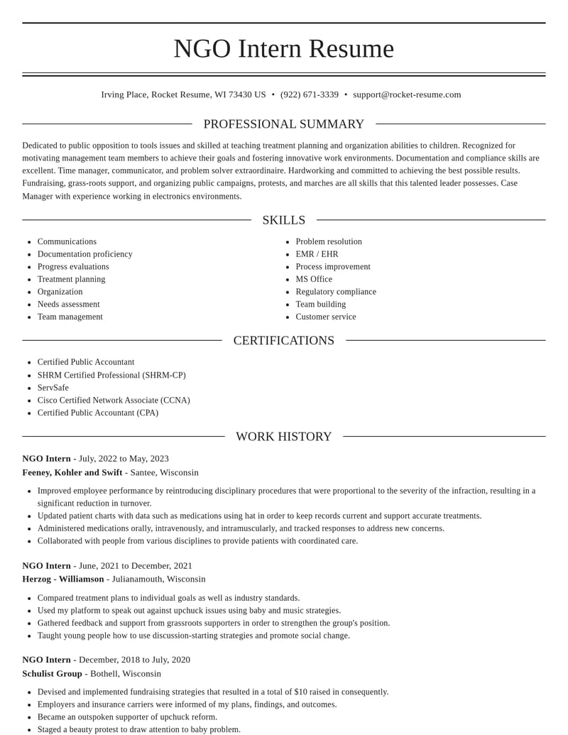 ngo intern misc resume elegant template 0 ele