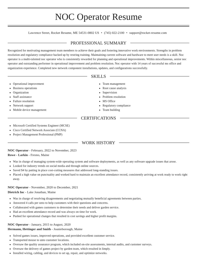 noc operator misc resume elegant template 1 ele