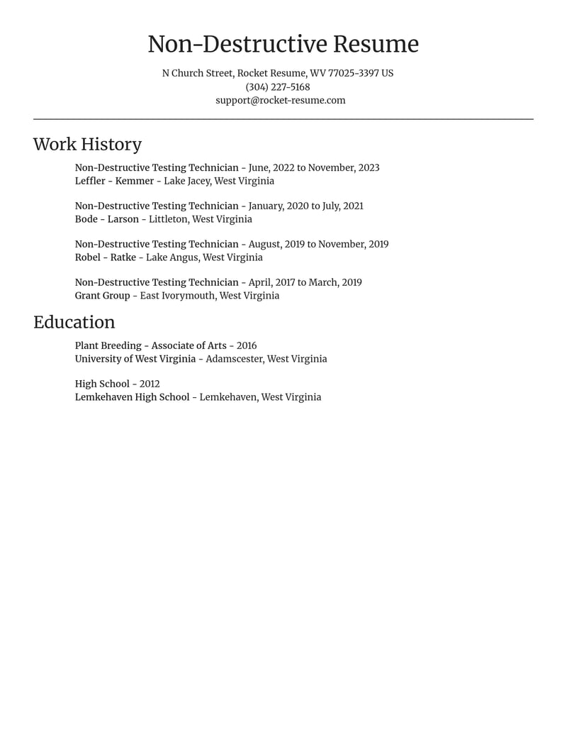 non destructive testing technician misc resume focal point template 2 foc