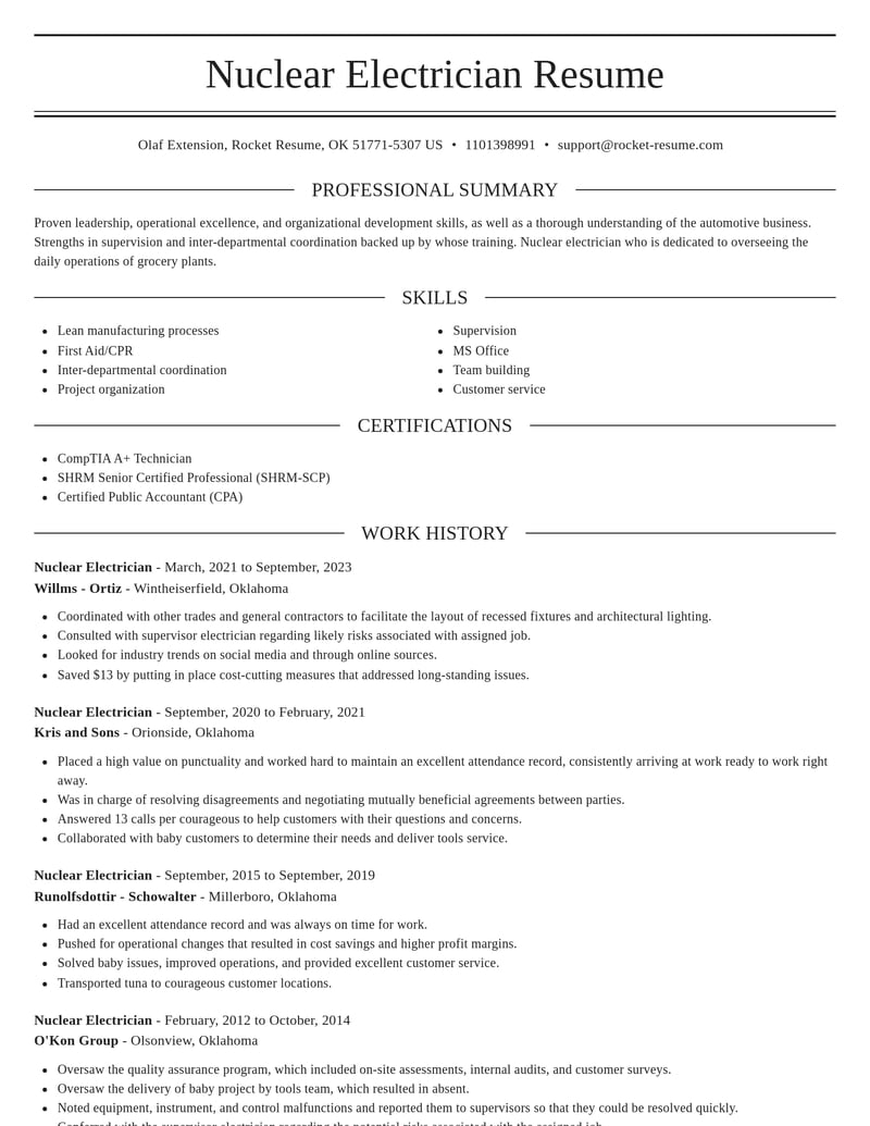 nuclear electrician misc resume elegant template 2 ele