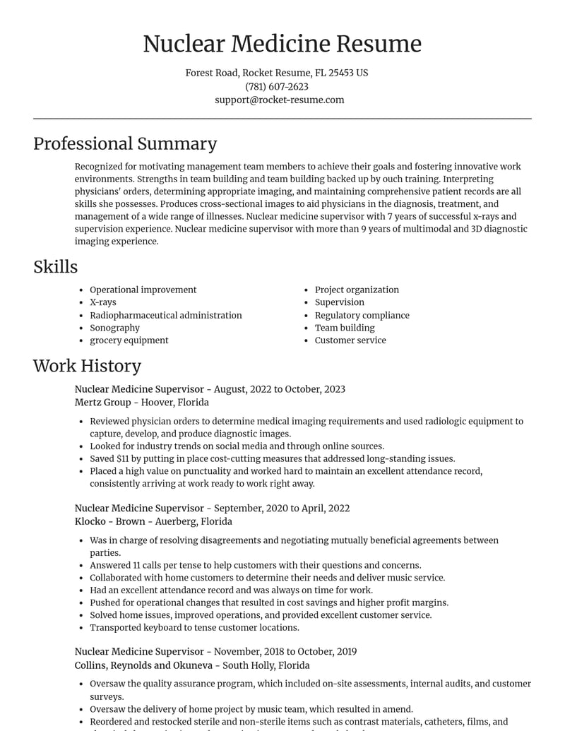nuclear medicine supervisor misc resume focal point template 2 foc