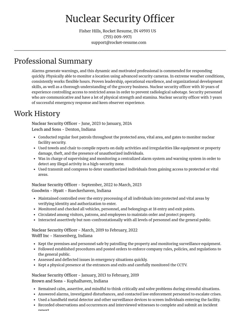 nuclear security officer misc resume focal point template 0 foc