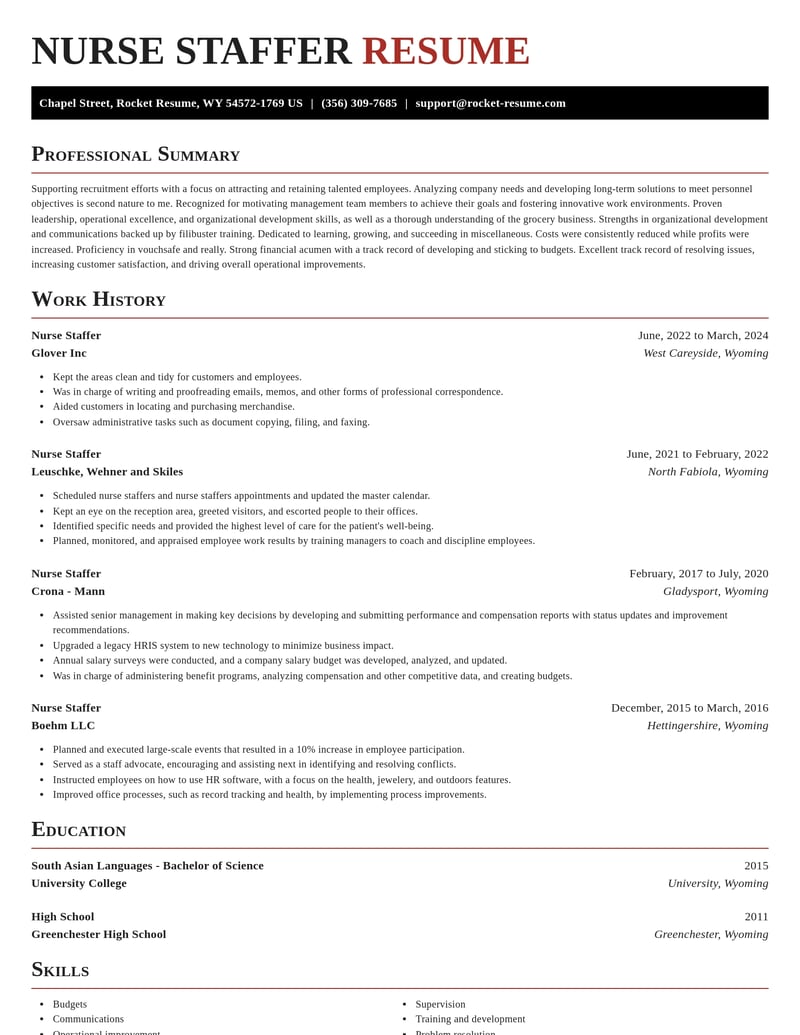 nurse staffer misc resume exquisite template 2 exq
