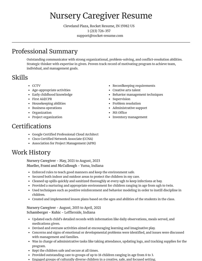 nursery caregiver misc resume focal point template 0 foc