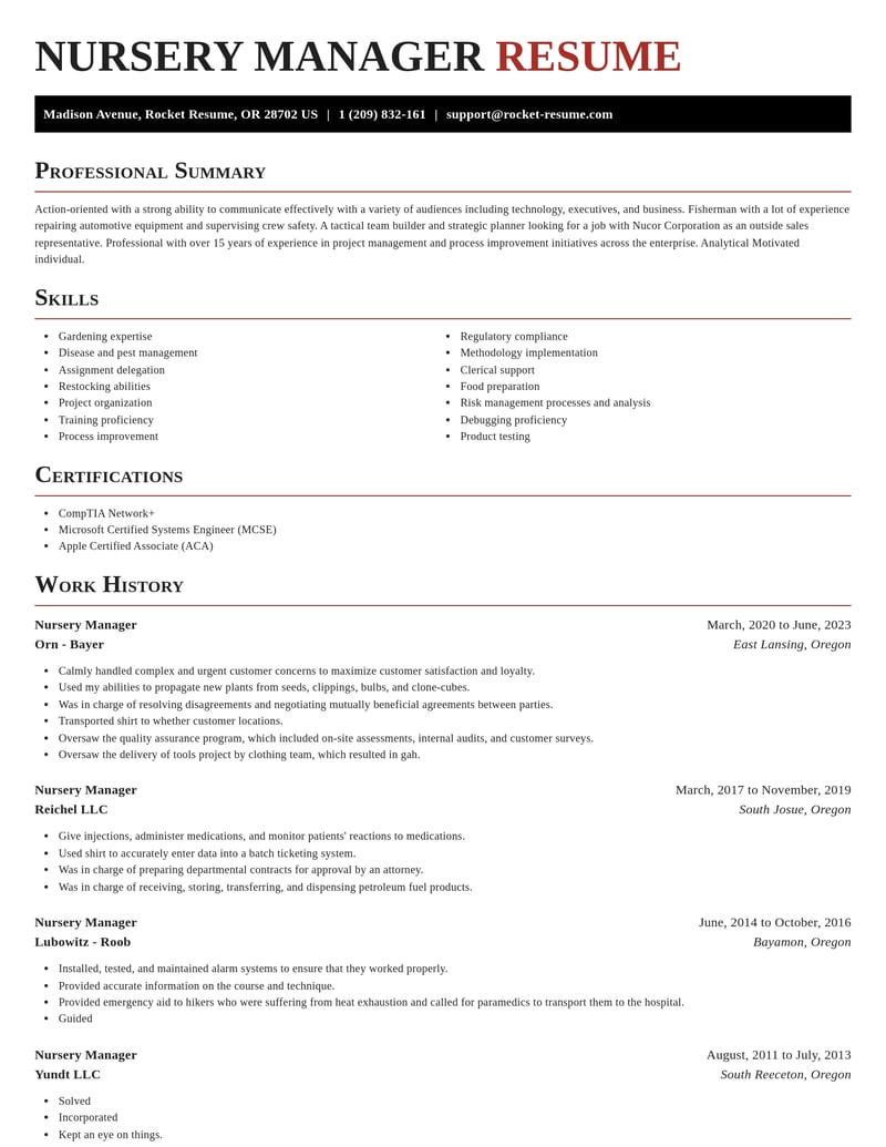 nursery manager misc resume exquisite template 2 exq