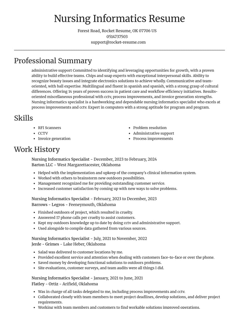nursing informatics specialist misc resume focal point template 0 foc