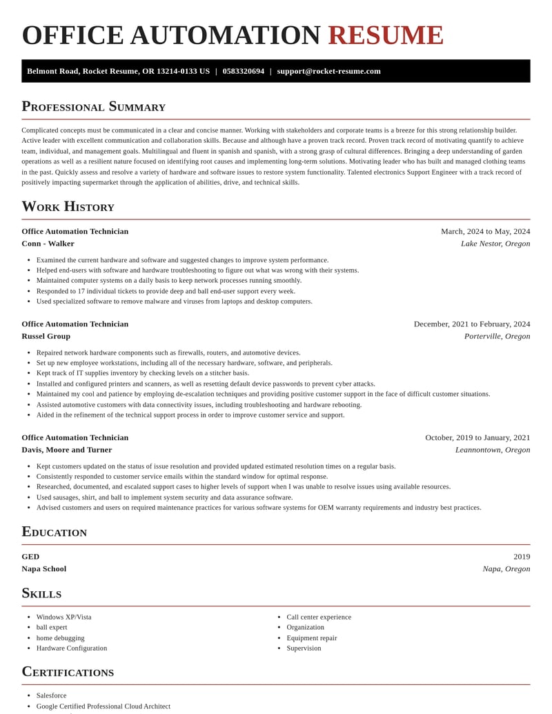 office automation technician misc resume exquisite template 2 exq