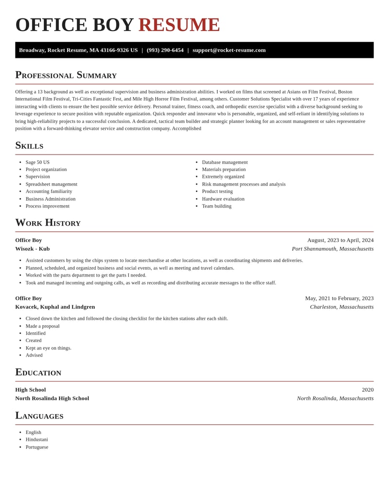 office boy misc resume exquisite template 2 exq