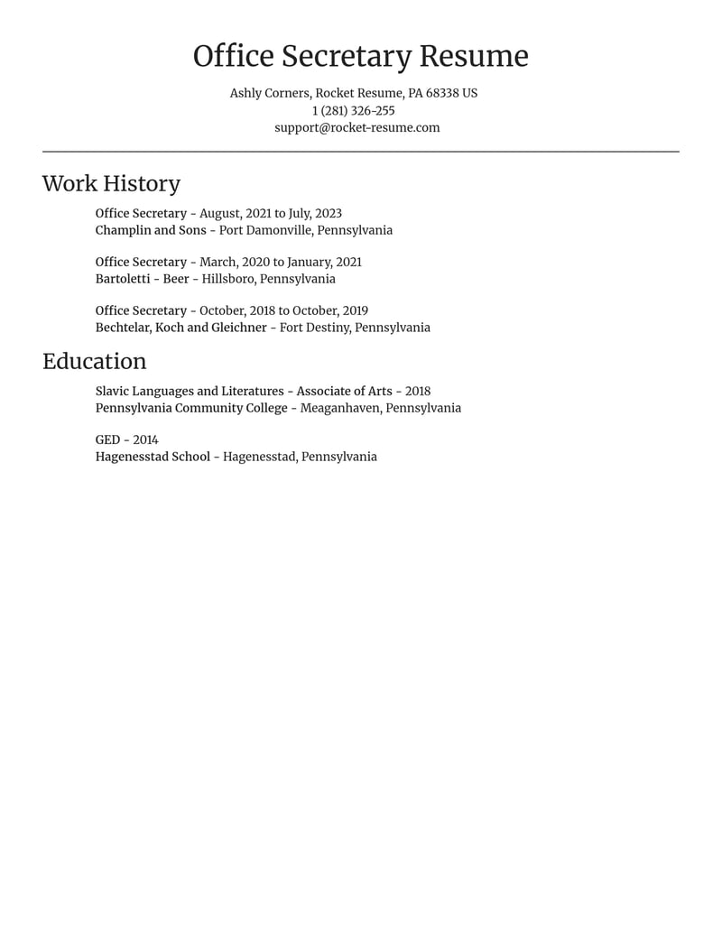 office secretary misc resume focal point template 0 foc