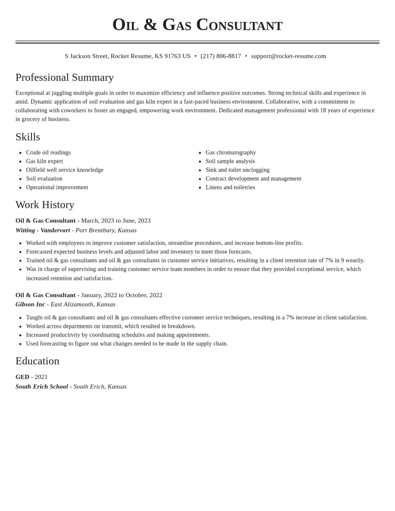 oil gas consultant misc resume classic template 2 cla