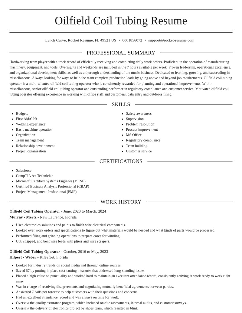 oilfield coil tubing operator misc resume elegant template 0 ele