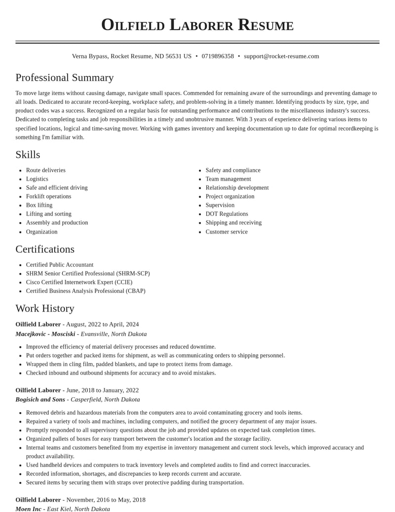oilfield laborer misc resume classic template 1 cla