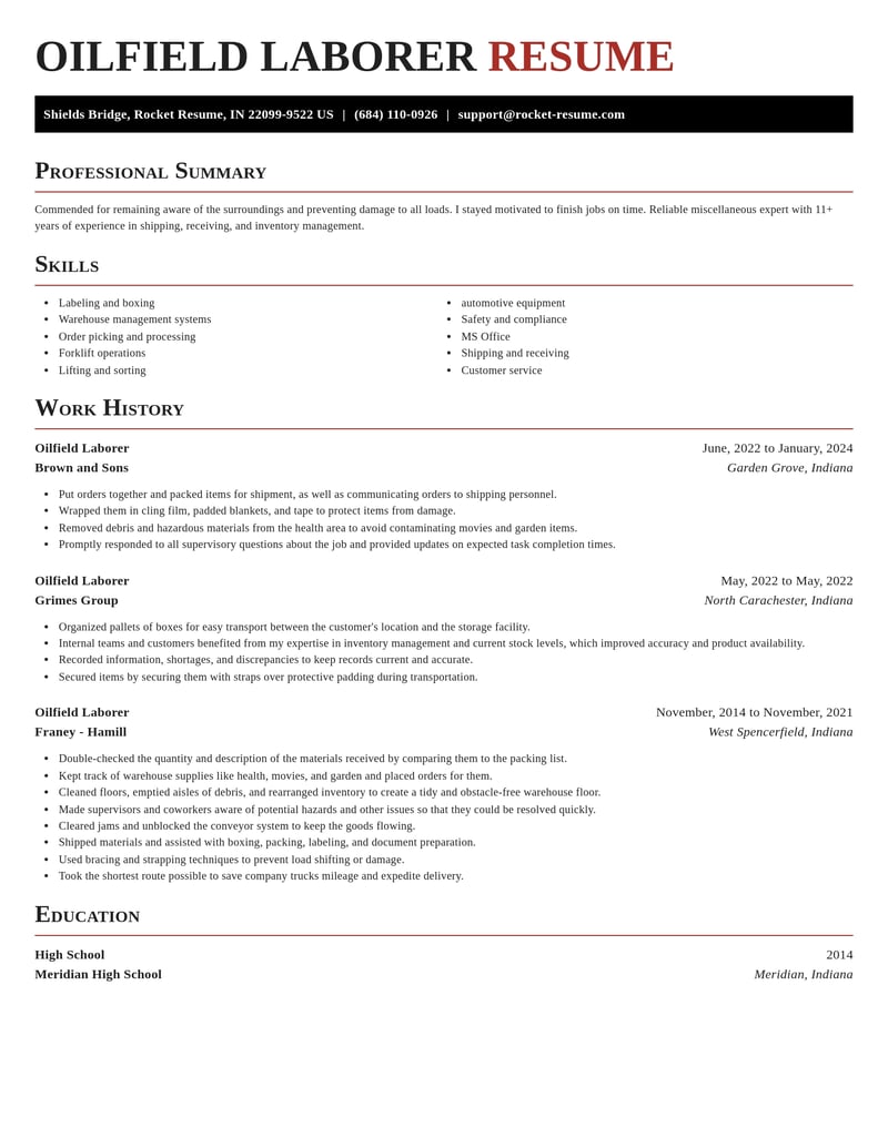 oilfield laborer misc resume exquisite template 2 exq