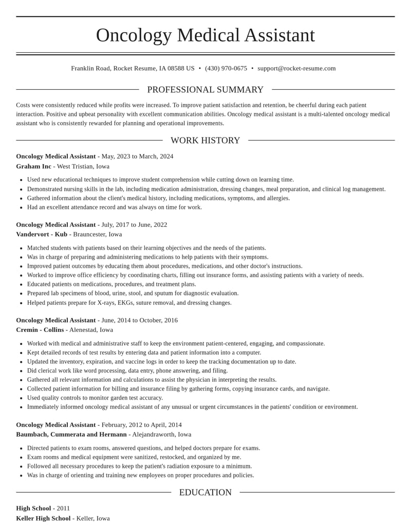 oncology medical assistant misc resume elegant template 2 ele