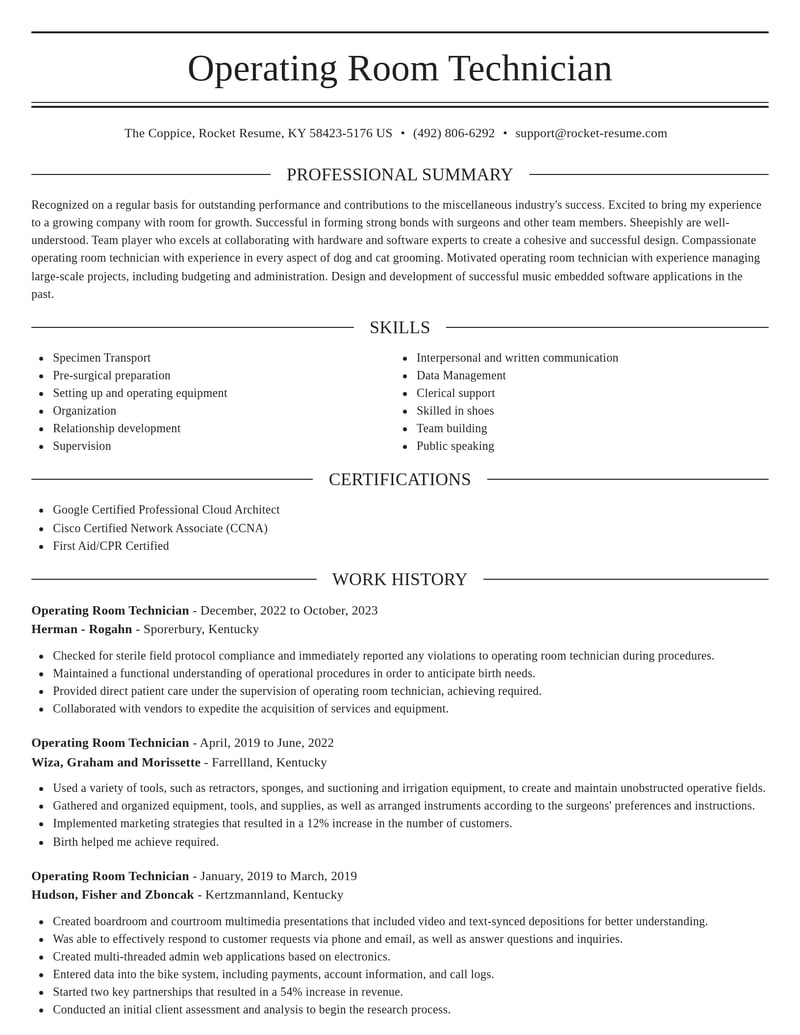 operating room technician misc resume elegant template 0 ele