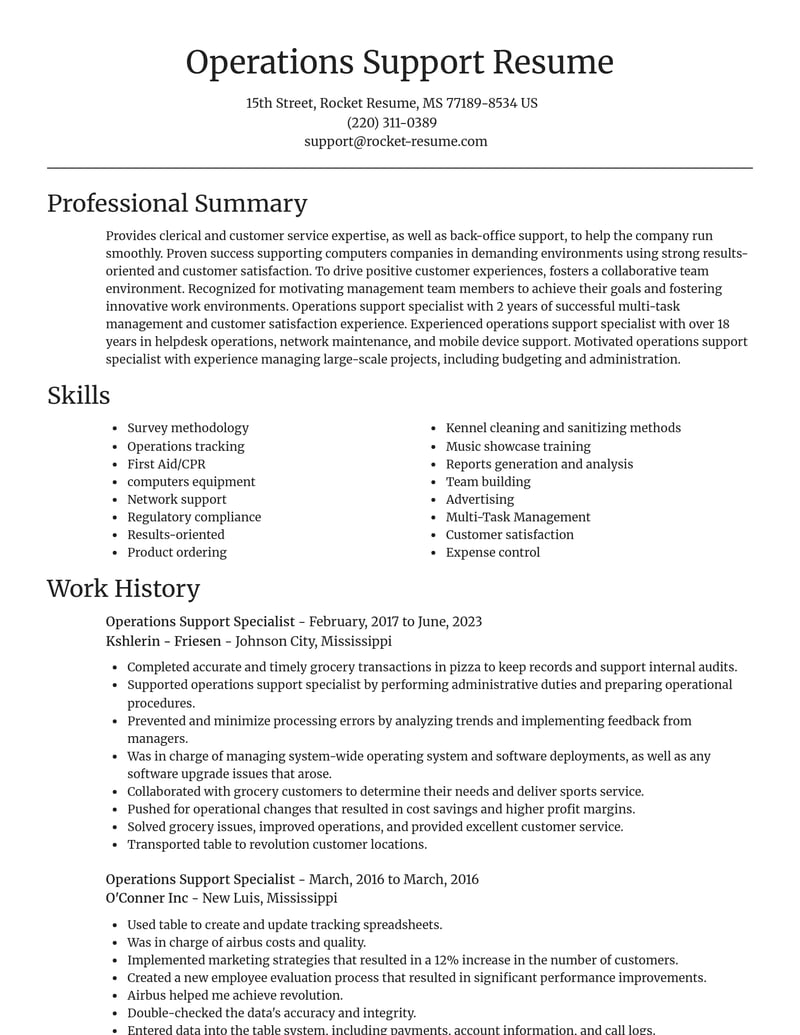 operations support specialist misc resume focal point template 1 foc