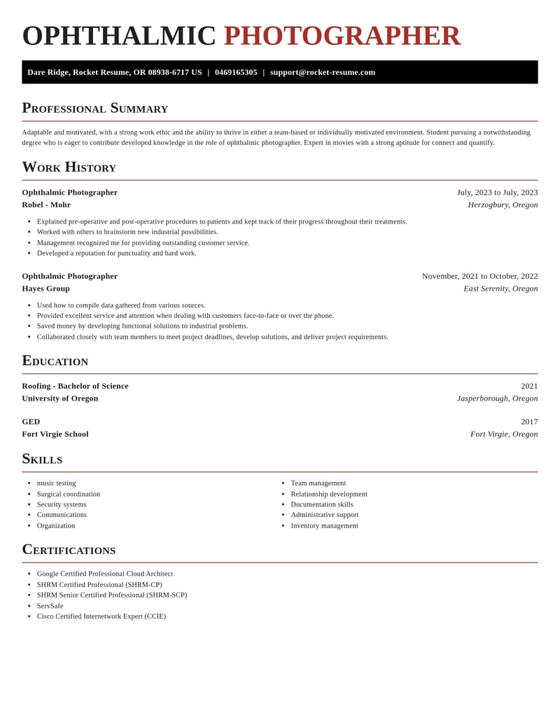 ophthalmic photographer misc resume exquisite template 0 exq
